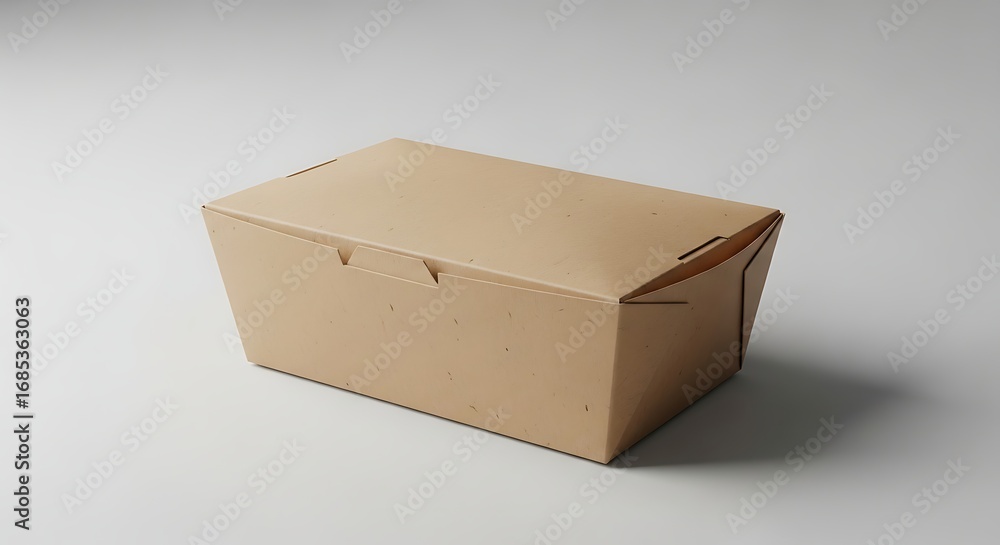 Poster cardboard box sits on white surface, casting a soft shadow, showcasing simple packaging and ecofrien