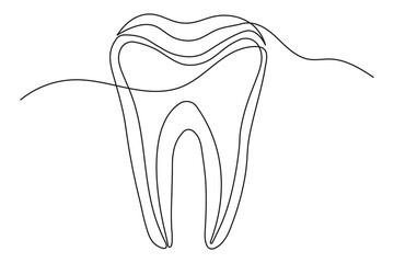 Teeth outline icon minimalist continuous one line drawing isolated clean sketch