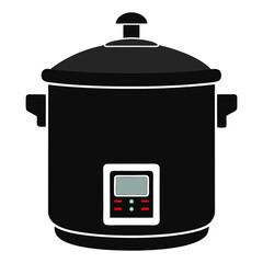 Vector art illustration of a robotic pressure cooker with digital display