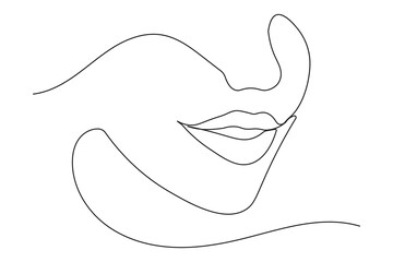 Obraz premium Abstract lips one line drawing minimalist style outline isolated illustration art