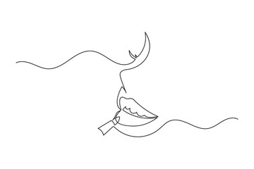 Abstract one line drawing lips minimalist isolated outline simple art illustration