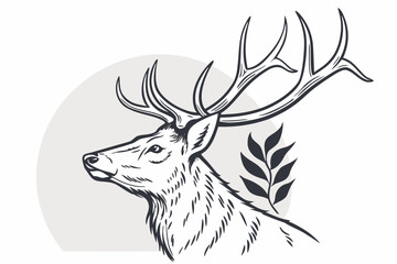Elegant Stag Head Silhouette Vector
