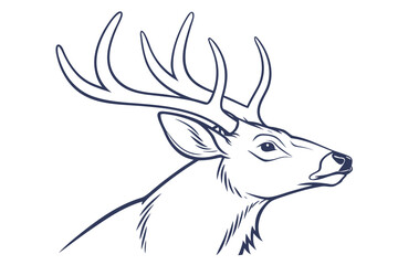 Minimalist Deer Head Outline Clipart
