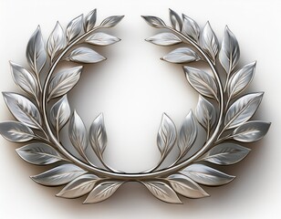 glossy silver laurel wreath isolated on white background transparent file type with high definition quality and vibrant color grading available