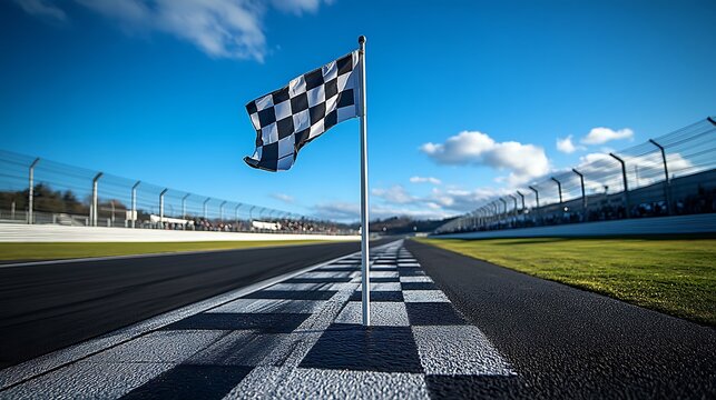 Checkered flag race track finish line motorsport competition