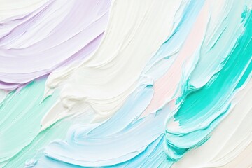 Abstract pastel texture with flowing paint strokes in blue, pink, green and white decorative colors creating modern artistic background