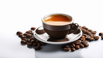 Fototapeta premium aromatic espresso coffee cup white background