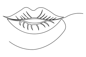 Lips outline icon continuous one line drawing minimalist style isolated illustration
