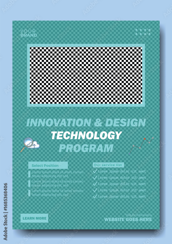 Poster modern technology program poster featuring innovation and design with futuristic digital interface a