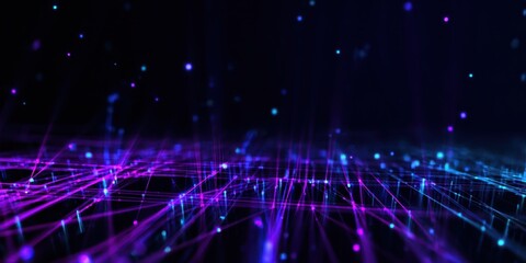 Obraz premium Abstract glowing lines of purple and blue colors in dark space
