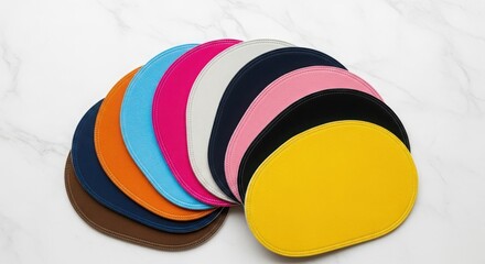 Collection of colorful shoe heel protectors and inserts