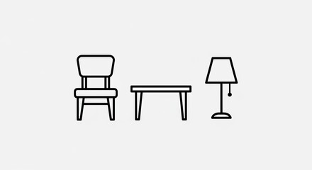 Fototapeta premium Outline furniture illustration