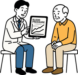 Doctor Explaining Blood Pressure Chart to Patient