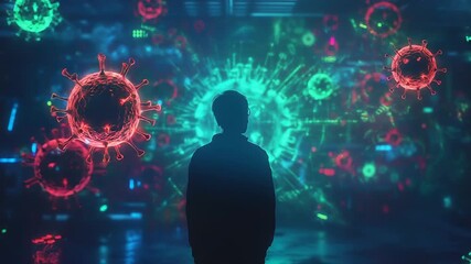 Scientist studying growing virus cells in futuristic laboratory setting - Powered by Adobe