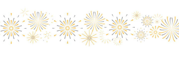 Fireworks gold border for celebrate design. Vector illustration