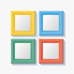 Four Colorful Square Picture Frames