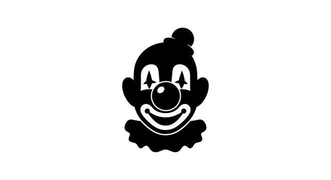 Black and white clown head graphic