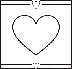 Decorative Heart Square Frame Silhouette | Black Vector Design