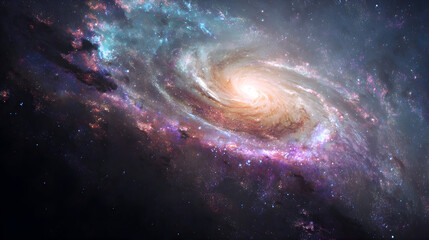 Obraz premium Spiral Galaxy: Cosmic Dust and Stellar Light