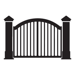 Elegant Black Gate Silhouette with Arched Top and Pillars Creating an Entrance Way