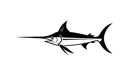 Fototapeta premium Black and white marlin illustration