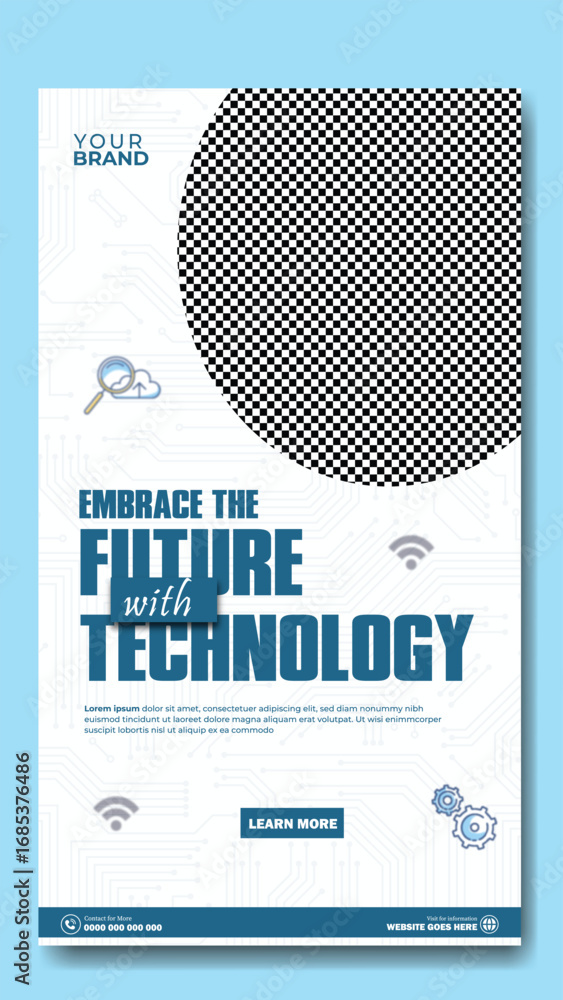 Poster man embracing the future with technology and innovation digital transformation and connectivity