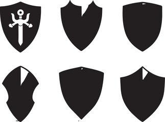 Collection of black shields silhouette