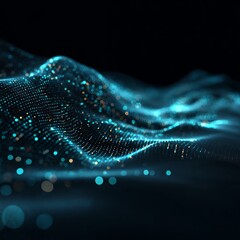 Digital Wave: Abstract Data Visualization with Blue Particles