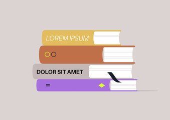 A colorful stack of four books rests snugly against a smooth pastel backdrop, each volume offering a distinct design and inviting curiosity about the insights contained within their pages.