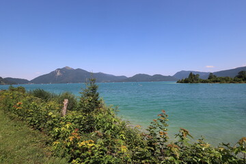 Panoramic view of Walchensee Lake Bavaria Germany