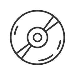 A circular digital versatile disc graphic with curved lines and an inner circle. Editable stroke. Vector illustration