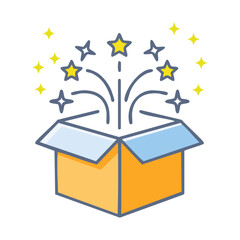 open box with colorful flowers celebration