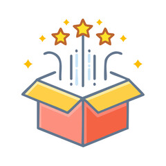 open box with colorful flowers celebration