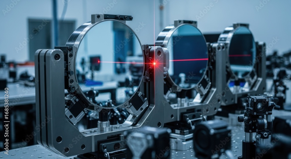 Poster closeup of highly sophisticated beam steering mirrors within a freeelectronlaser alignment hall crit