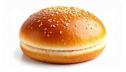 bun with sesame seeds on the white background 