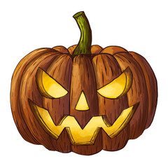 Vector illustration of jack-o-lantern Halloween pumpkin isolated on a white background