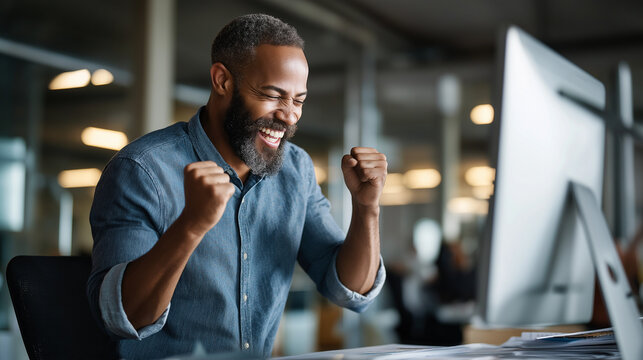 Joyful Independent Worker and Male with Computer Residence and Fiscal Expert with Favorable Response on Site Distant Job Finance Supervisor or Adult Individual with Device for Inf