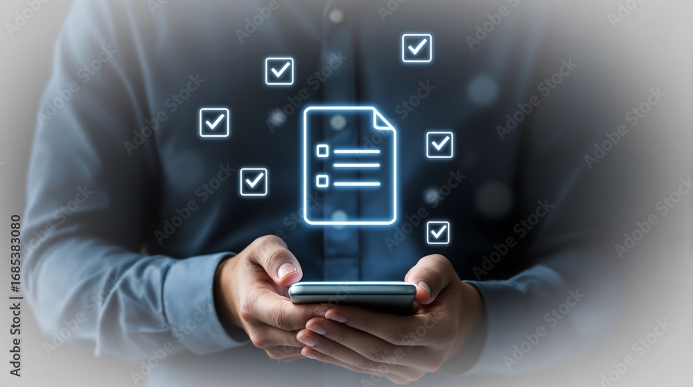 Poster online checklist app for task management and digital document workflow automation on mobile device u