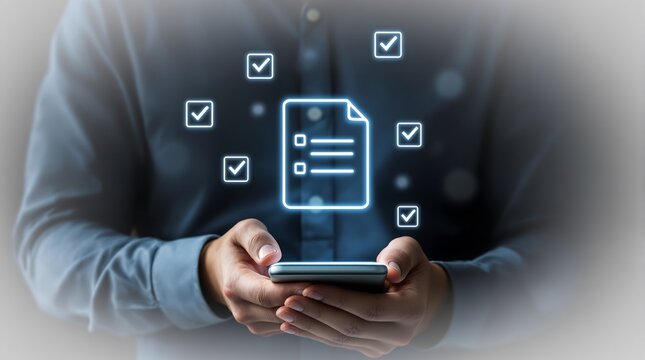 Online checklist app for task management and digital document workflow automation on mobile device use case