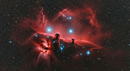 Horsehead Nebula Cosmic Clouds Glowing Red And Blue Stars space astronomy