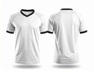 Blank white t-shirt template for men's casual wear, suitable for front and back clothing designs