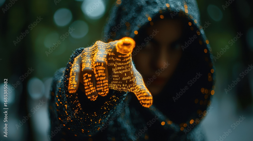 Poster cyber hunter captures glowing malicious code in digital net using innovative honeypot technology