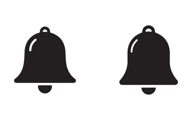 Notification Bell Icon Set for User Interface Design Featuring Alert Reminder and Communication Symbol in Vector Format