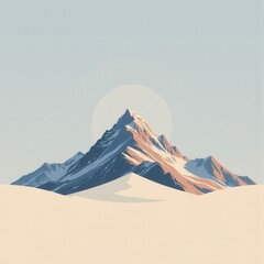 Minimalist Mountain Landscape with Soft Tones and Simple Design