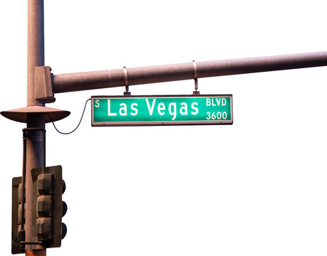 Street Sign showing Las Vegas city with transparent PNG. Travel USA concept