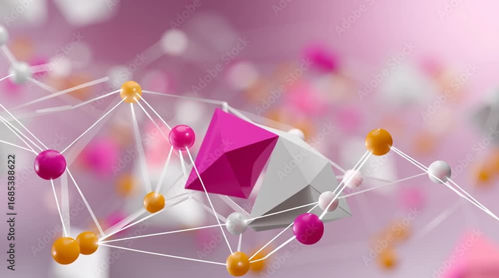 Poster abstract geometric shapes in vibrant colors create a dynamic visual flow, showcasing interconnected 
