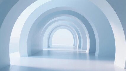 Fototapeta premium Endless Tunnel of Arches in Soft Blue Lighting
