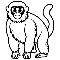 Silvery gibbon line art vector