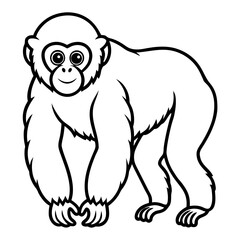 Silvery gibbon line art vector