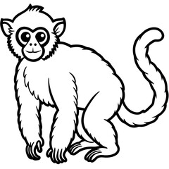 Silvery gibbon line art vector